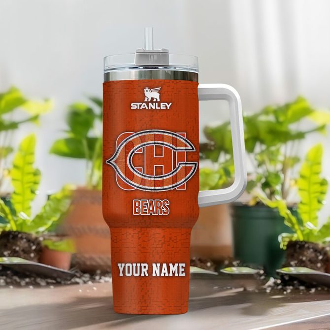 Chicago Bears Nfl 3D Logo Custom Stanley Quencher 40Oz Stainless Steel Tumbler With Handle - Image 2