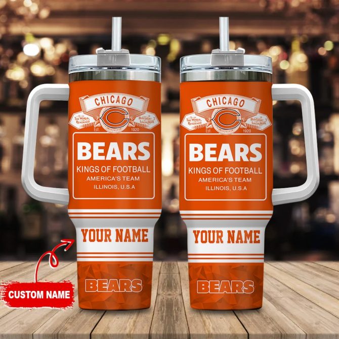 Chicago Bears Nfl Bud Light Custom Stanley Quencher 40Oz Stainless Steel Tumbler With Handle
