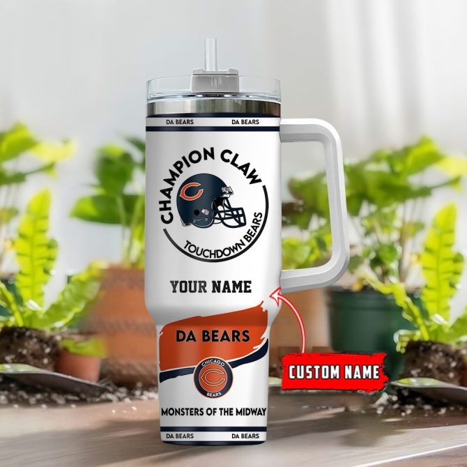 Chicago Bears Nfl Champion Claw Custom Stanley Quencher 40Oz Stainless Steel Tumbler With Handle - Image 2