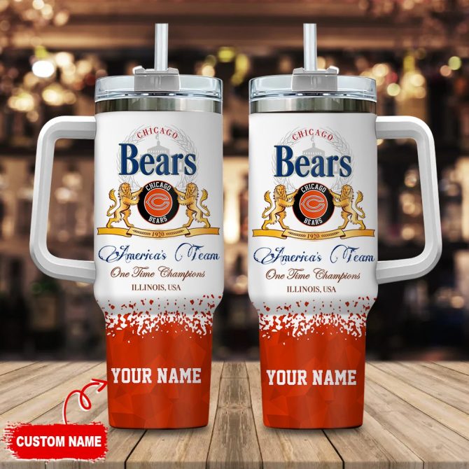 Chicago Bears Nfl Champions Modelo Custom Stanley Quencher 40Oz Stainless Steel Tumbler With Handle