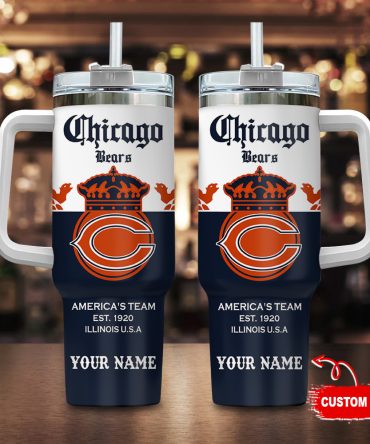 Chicago Bears Nfl Corona Extra Custom Stanley Quencher 40Oz Stainless Steel Tumbler With Handle