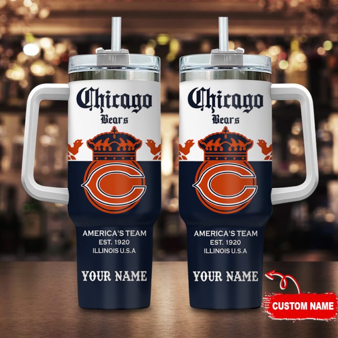 Chicago Bears Nfl Corona Extra Custom Stanley Quencher 40Oz Stainless Steel Tumbler With Handle