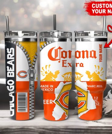 Chicago Bears Nfl Corona Extra Custom Stanley Quencher 40Oz Stainless Steel Tumbler With Handle