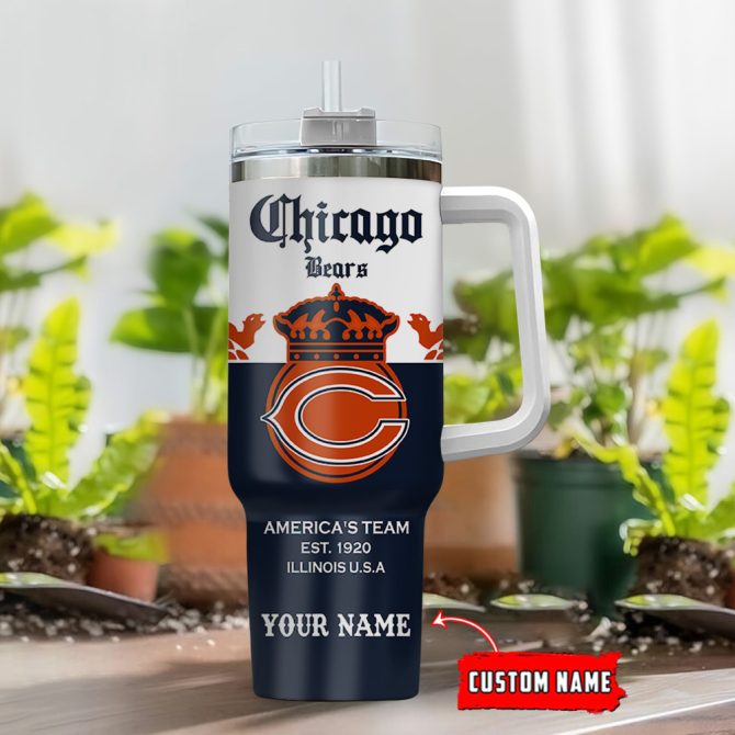 Chicago Bears Nfl Corona Extra Custom Stanley Quencher 40Oz Stainless Steel Tumbler With Handle - Image 2