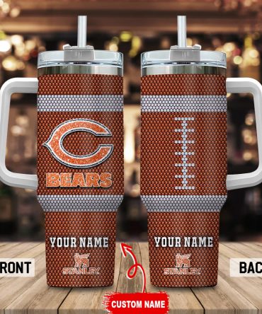 Chicago Bears Nfl Crystal Custom Stanley Quencher 40Oz Stainless Steel Tumbler With Handle