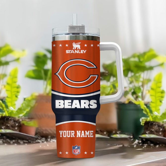 Chicago Bears Nfl Custom Stanley Quencher 40Oz Stainless Steel Tumbler With Handle - Image 2