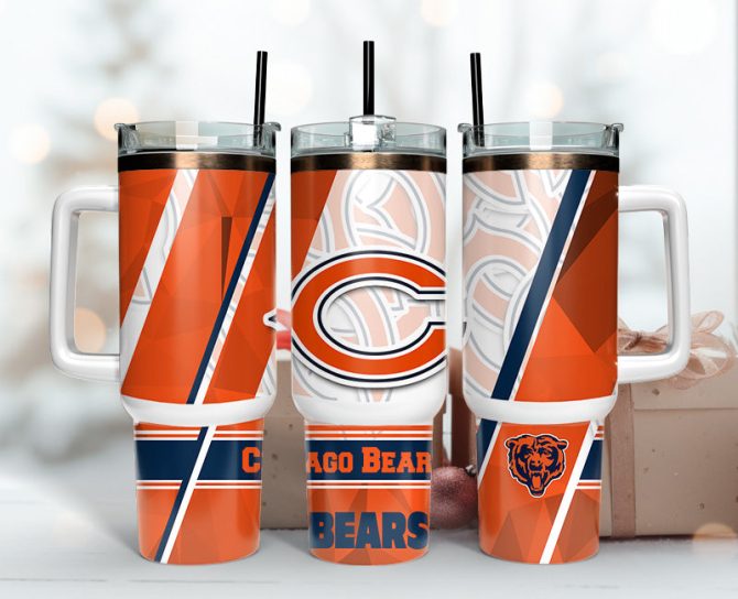Chicago Bears Nfl Custom Stanley Quencher 40Oz Stainless Steel Tumbler With Handle