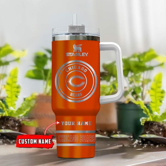 Chicago Bears Nfl Custom Stanley Quencher 40Oz Stainless Steel Tumbler With Handle - Image 2