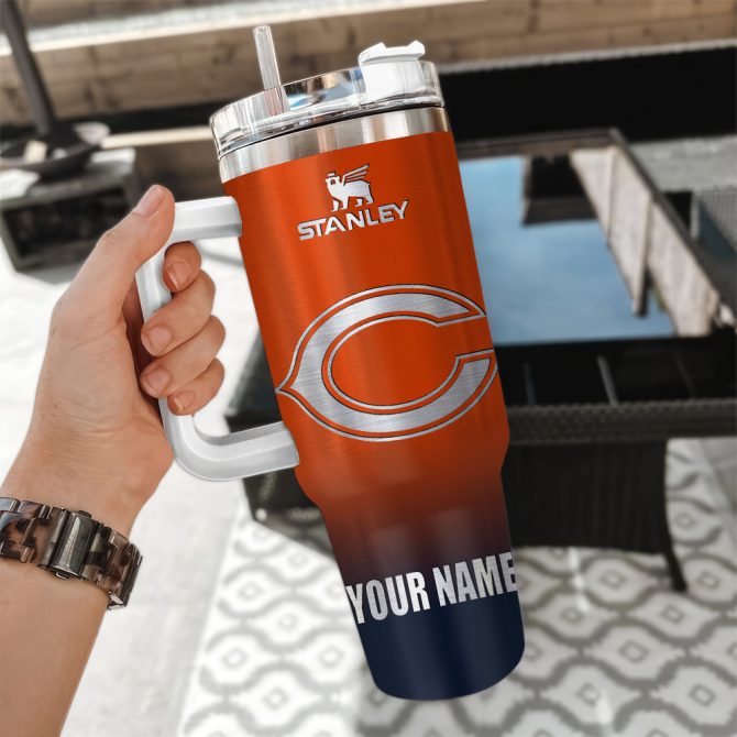 Chicago Bears Nfl Custom Stanley Quencher 40Oz Stainless Steel Tumbler With Handle - Image 3