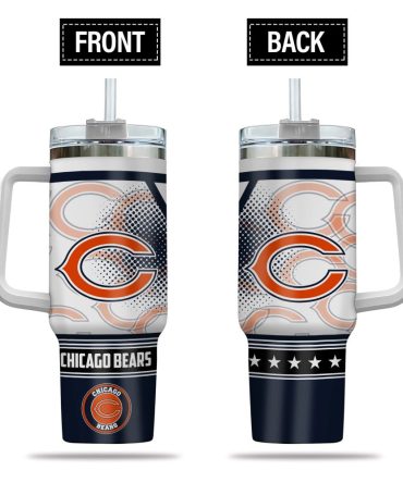 Chicago Bears Nfl Custom Stanley Quencher 40Oz Stainless Steel Tumbler With Handle
