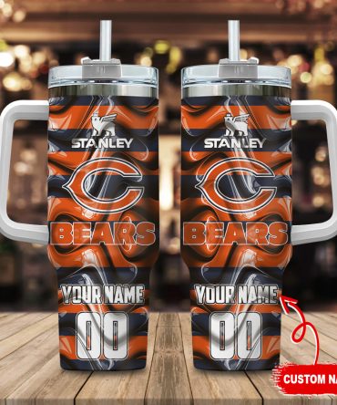 Chicago Bears Nfl Custom Stanley Quencher 40Oz Stainless Steel Tumbler With Handle