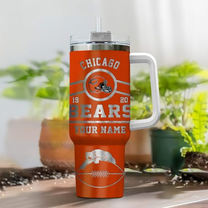 Chicago Bears Nfl Custom Stanley Quencher 40Oz Stainless Steel Tumbler With Handle - Image 2
