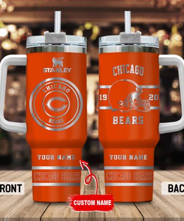 Chicago Bears Nfl Custom Stanley Quencher 40Oz Stainless Steel Tumbler With Handle