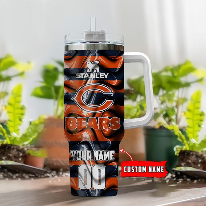 Chicago Bears Nfl Custom Stanley Quencher 40Oz Stainless Steel Tumbler With Handle - Image 2