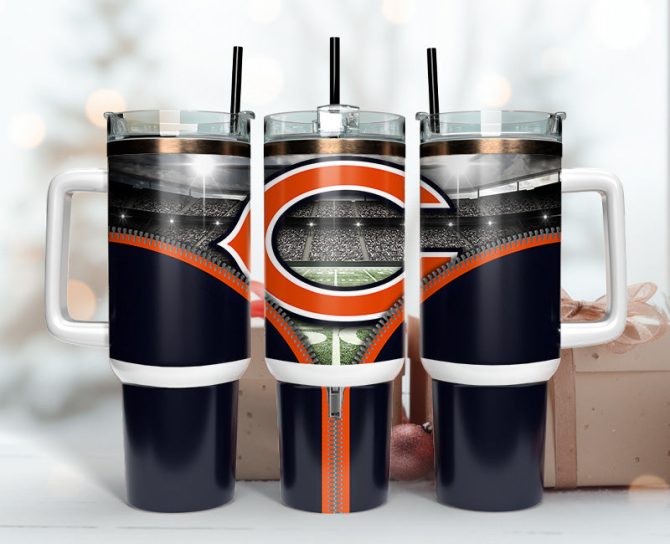 Chicago Bears Nfl Custom Stanley Quencher 40Oz Stainless Steel Tumbler With Handle