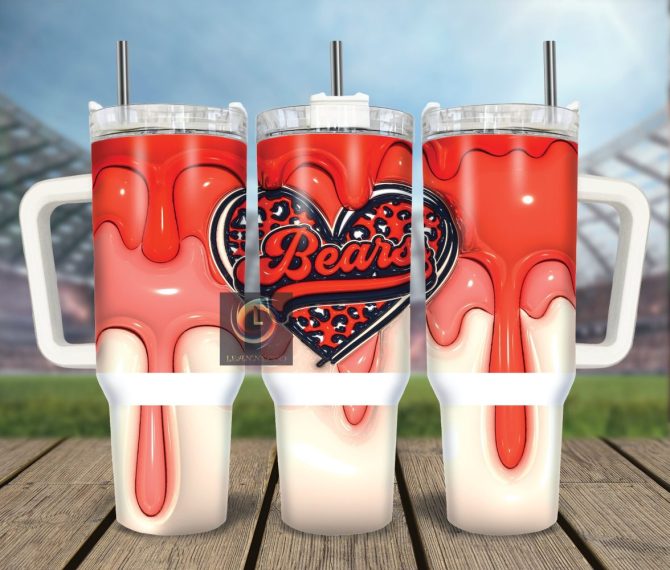 Chicago Bears Nfl Custom Stanley Quencher 40Oz Stainless Steel Tumbler With Handle