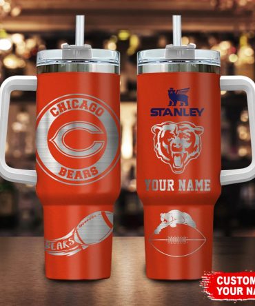 Chicago Bears Nfl Custom Stanley Quencher 40Oz Stainless Steel Tumbler With Handle