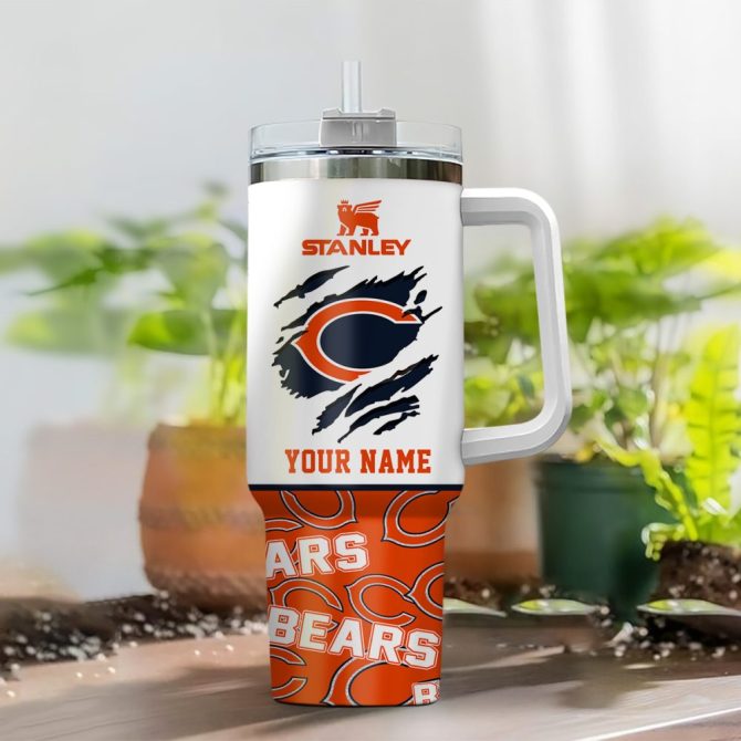 Chicago Bears Nfl Custom Stanley Quencher 40Oz Stainless Steel Tumbler With Handle - Image 2