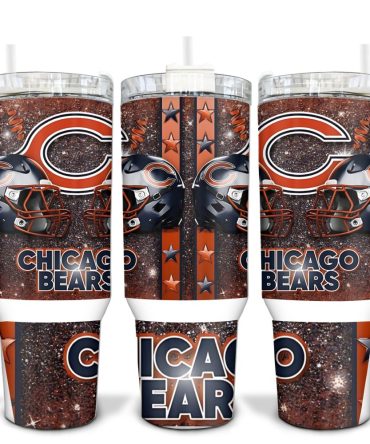 Chicago Bears Nfl Custom Stanley Quencher 40Oz Stainless Steel Tumbler With Handle