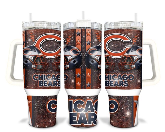 Chicago Bears Nfl Custom Stanley Quencher 40Oz Stainless Steel Tumbler With Handle