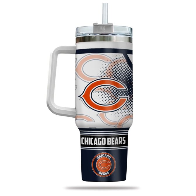 Chicago Bears Nfl Custom Stanley Quencher 40Oz Stainless Steel Tumbler With Handle - Image 3