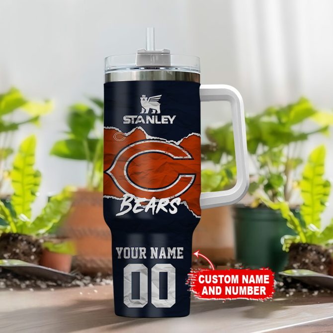 Chicago Bears Nfl Custom Stanley Quencher 40Oz Stainless Steel Tumbler With Handle - Image 2