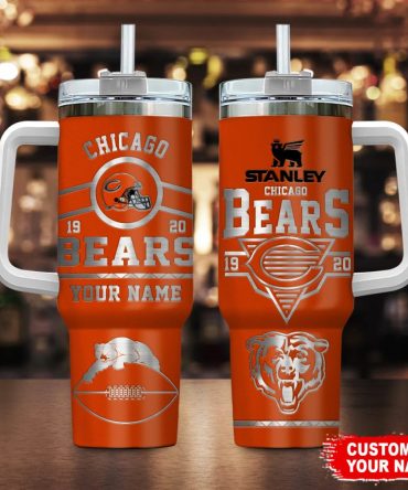 Chicago Bears Nfl Custom Stanley Quencher 40Oz Stainless Steel Tumbler With Handle