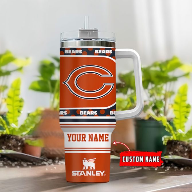 Chicago Bears Nfl Custom Stanley Quencher 40Oz Stainless Steel Tumbler With Handle - Image 2