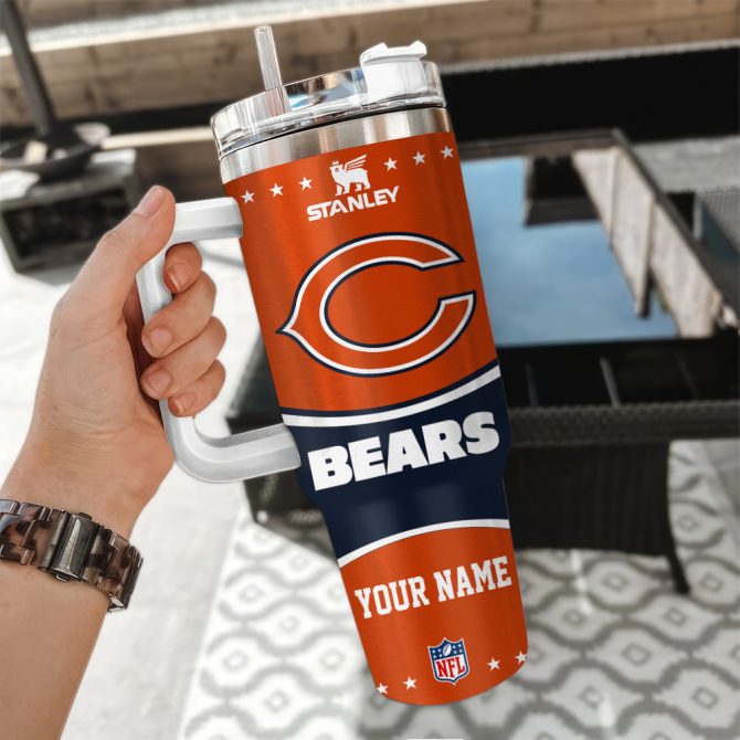 Chicago Bears Nfl Custom Stanley Quencher 40Oz Stainless Steel Tumbler With Handle - Image 3