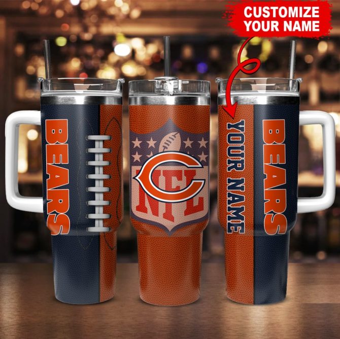 Chicago Bears Nfl Custom Stanley Quencher 40Oz Stainless Steel Tumbler With Handle - Image 2
