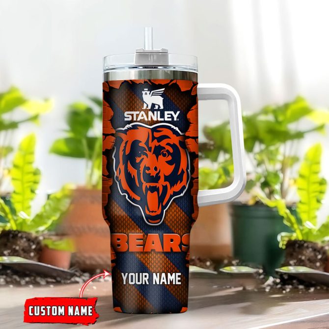 Chicago Bears Nfl Custom Stanley Quencher 40Oz Stainless Steel Tumbler With Handle - Image 2