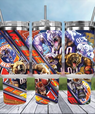 Chicago Bears Nfl Mascot Custom Stanley Quencher 40Oz Stainless Steel Tumbler With Handle