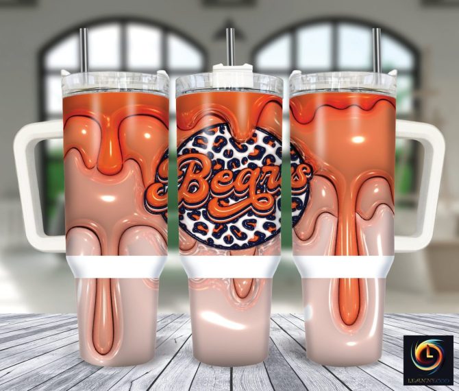 Chicago Bears Nfl Custom Stanley Quencher 40Oz Stainless Steel Tumbler With Handle