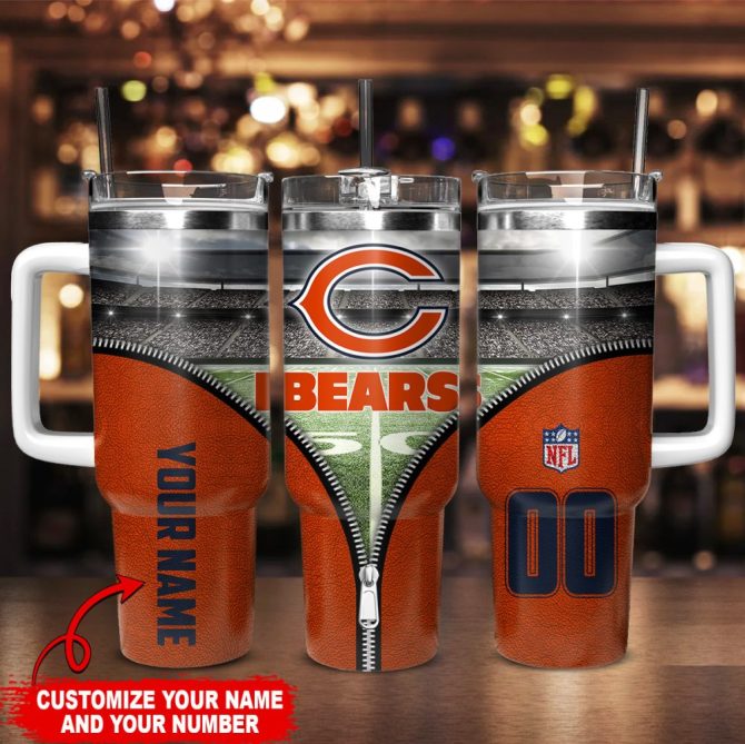 Chicago Bears Nfl Custom Stanley Quencher 40Oz Stainless Steel Tumbler With Handle - Image 2