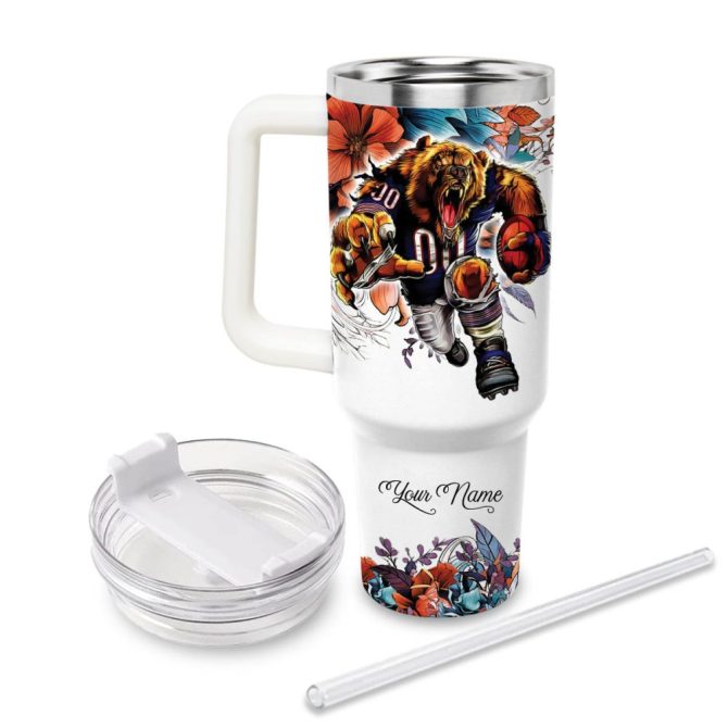 Chicago Bears Nfl Custom Stanley Quencher 40Oz Stainless Steel Tumbler With Handle - Image 2