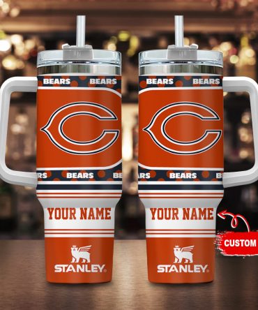 Chicago Bears Nfl Custom Stanley Quencher 40Oz Stainless Steel Tumbler With Handle