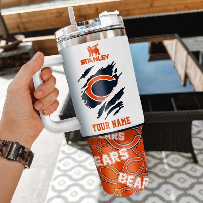 Chicago Bears Nfl Custom Stanley Quencher 40Oz Stainless Steel Tumbler With Handle - Image 3