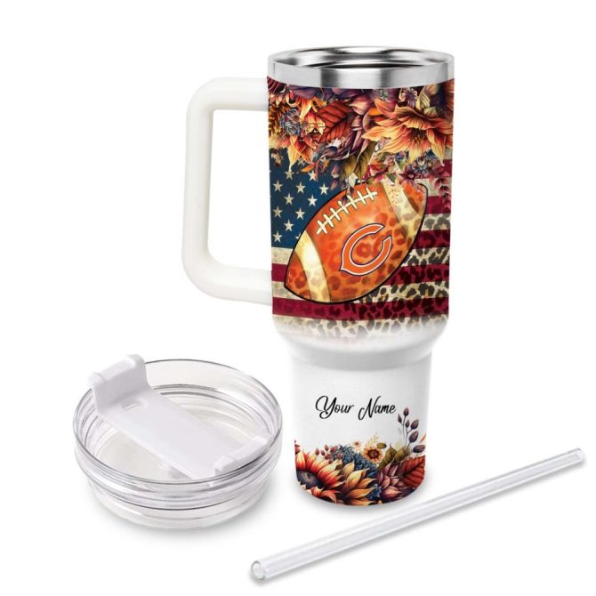 Chicago Bears Nfl Custom Stanley Quencher 40Oz Stainless Steel Tumbler With Handle - Image 2