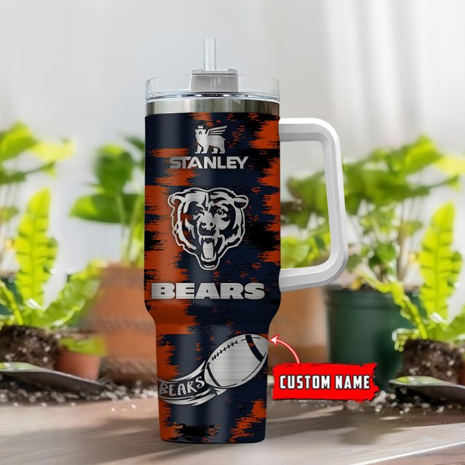 Chicago Bears Nfl Custom Stanley Quencher 40Oz Stainless Steel Tumbler With Handle - Image 2