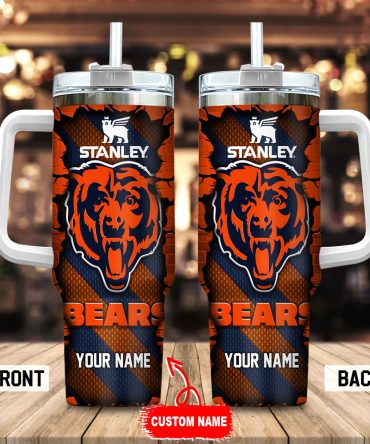 Chicago Bears Nfl Custom Stanley Quencher 40Oz Stainless Steel Tumbler With Handle