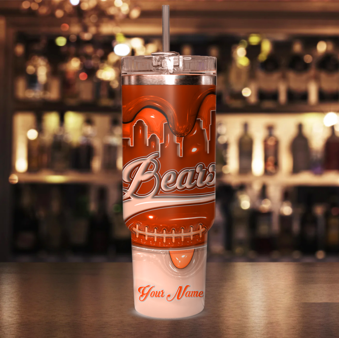 Chicago Bears Nfl Custom Stanley Quencher 40Oz Stainless Steel Tumbler With Handle - Image 2