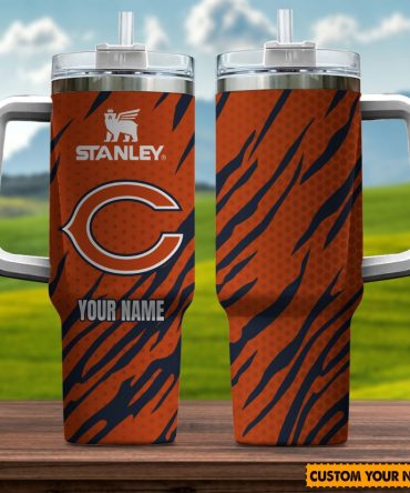 Chicago Bears Nfl Custom Stanley Quencher 40Oz Stainless Steel Tumbler With Handle