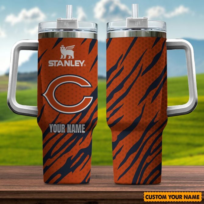 Chicago Bears Nfl Custom Stanley Quencher 40Oz Stainless Steel Tumbler With Handle