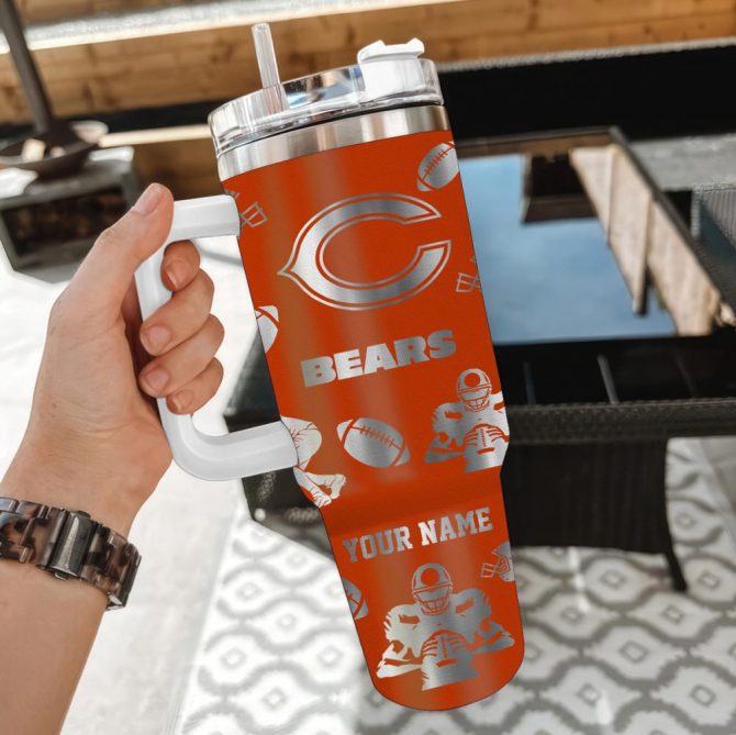 Chicago Bears Nfl Custom Stanley Quencher 40Oz Stainless Steel Tumbler With Handle - Image 2