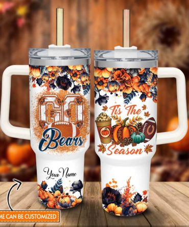 Chicago Bears Nfl Custom Stanley Quencher 40Oz Stainless Steel Tumbler With Handle