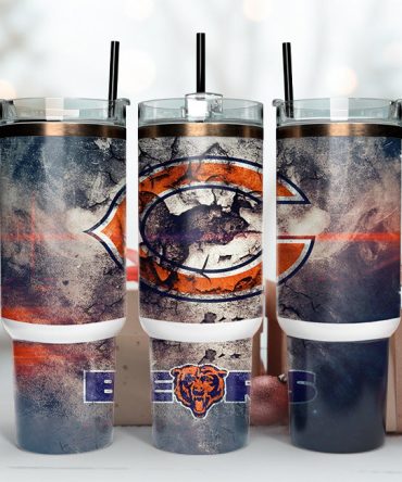 Chicago Bears Nfl Custom Stanley Quencher 40Oz Stainless Steel Tumbler With Handle