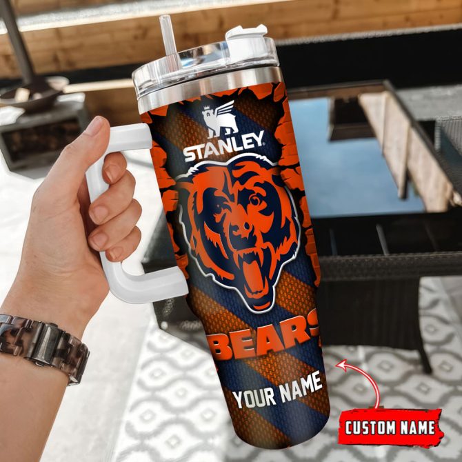 Chicago Bears Nfl Custom Stanley Quencher 40Oz Stainless Steel Tumbler With Handle - Image 3