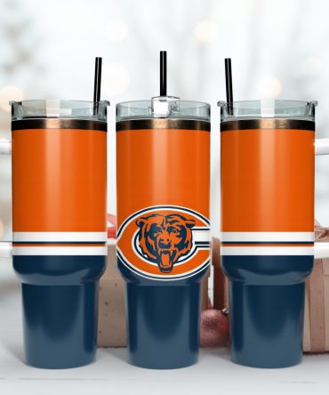 Chicago Bears Nfl Custom Stanley Quencher 40Oz Stainless Steel Tumbler With Handle