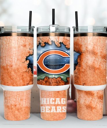 Chicago Bears Nfl Custom Stanley Quencher 40Oz Stainless Steel Tumbler With Handle