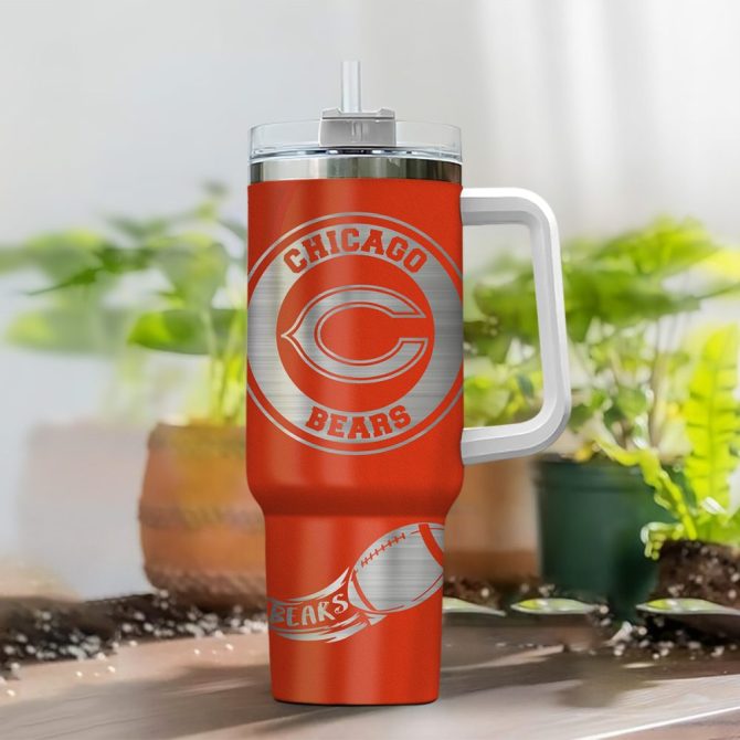 Chicago Bears Nfl Custom Stanley Quencher 40Oz Stainless Steel Tumbler With Handle - Image 2